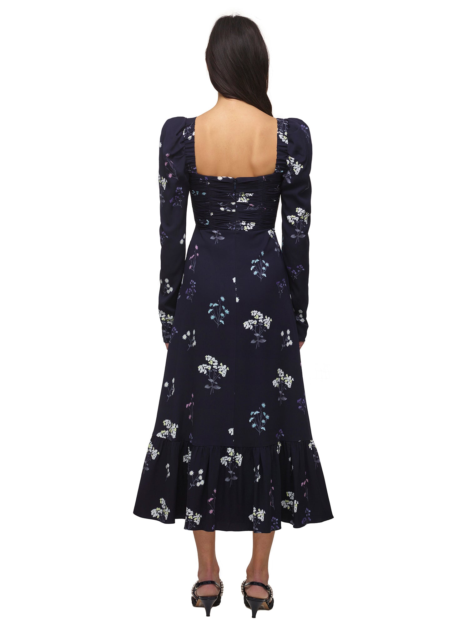 Navy Vintage Floral Midi Dress | self ...